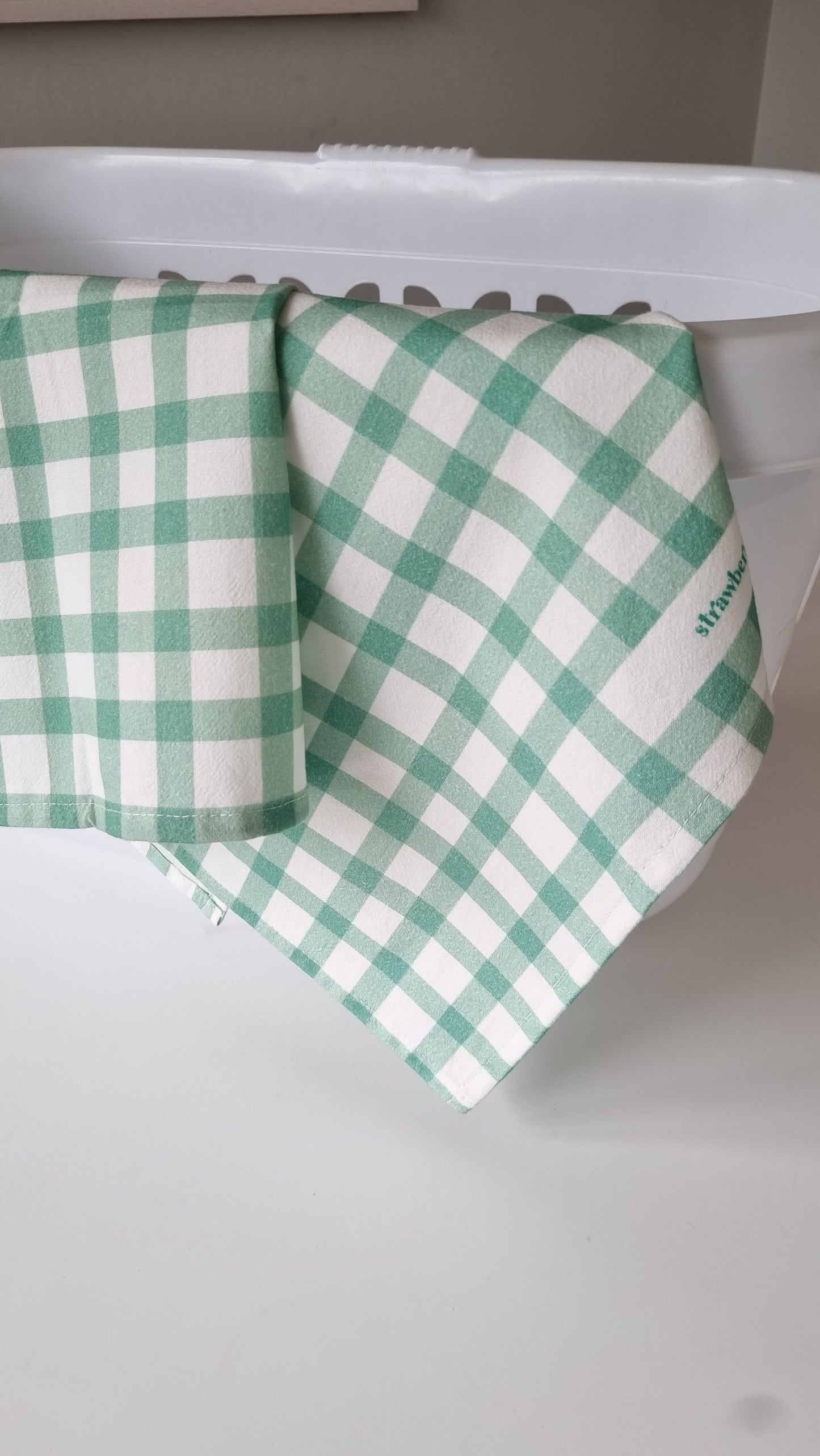 Spring Green Check Tea Towel