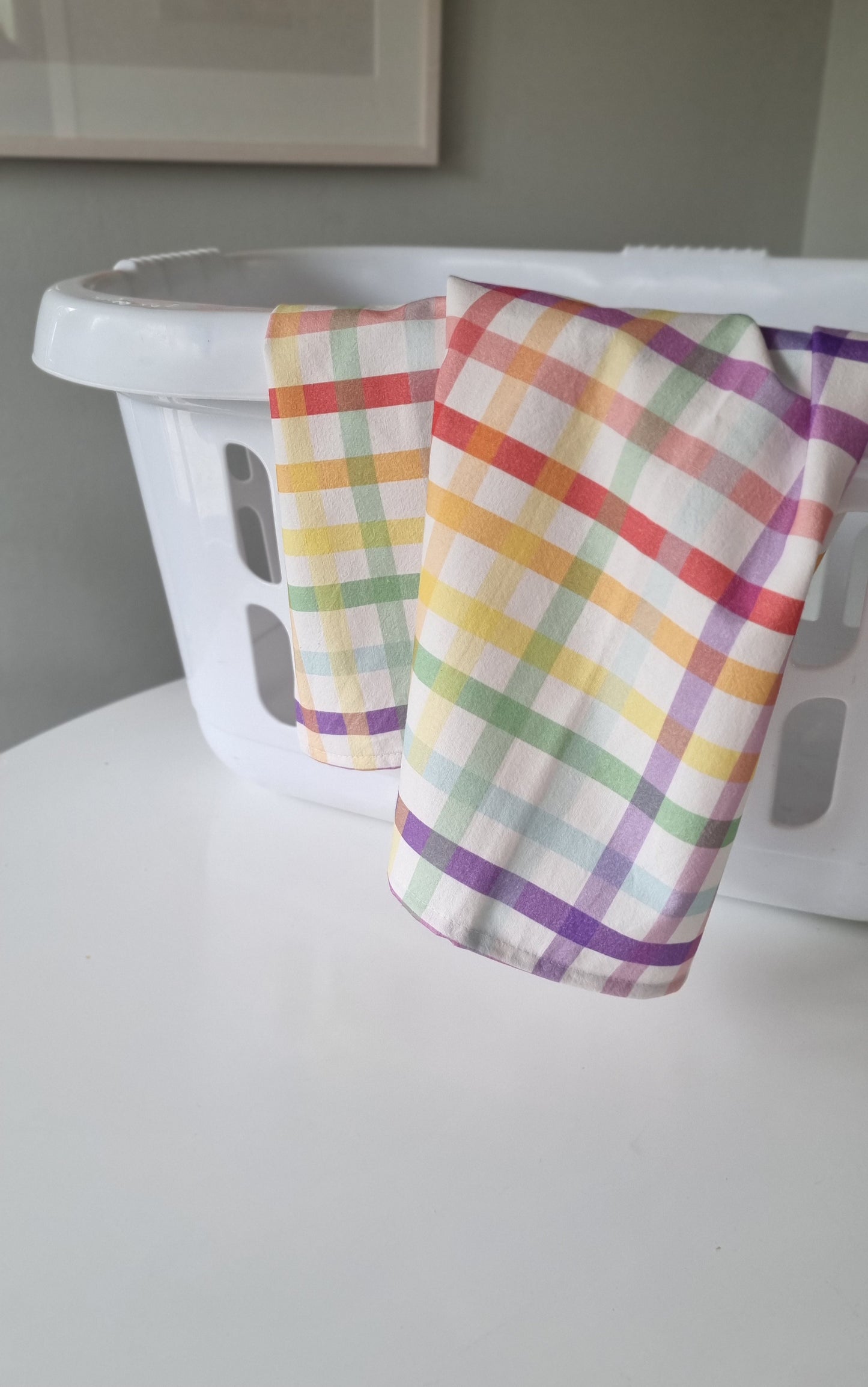 Rainbow Check Tea Towel