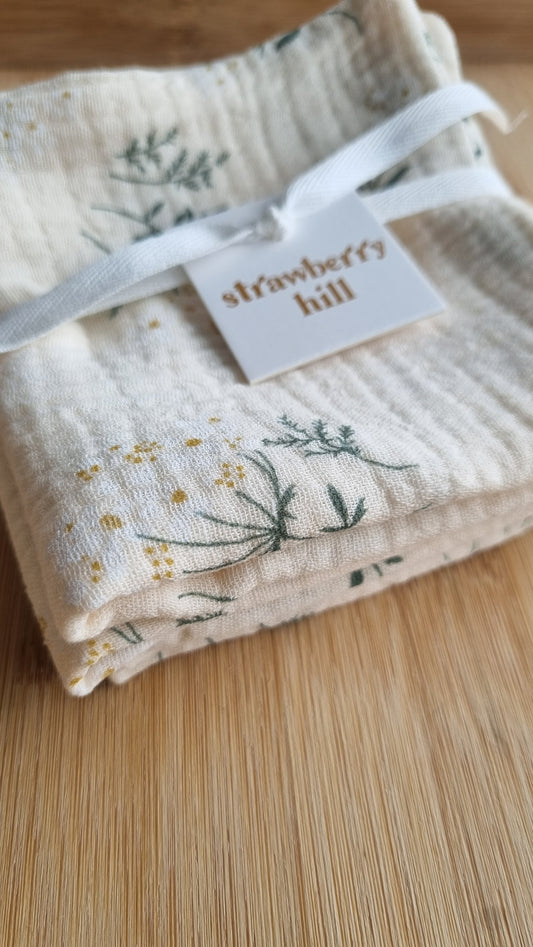 Floral Cream Face cloth 3 Pack