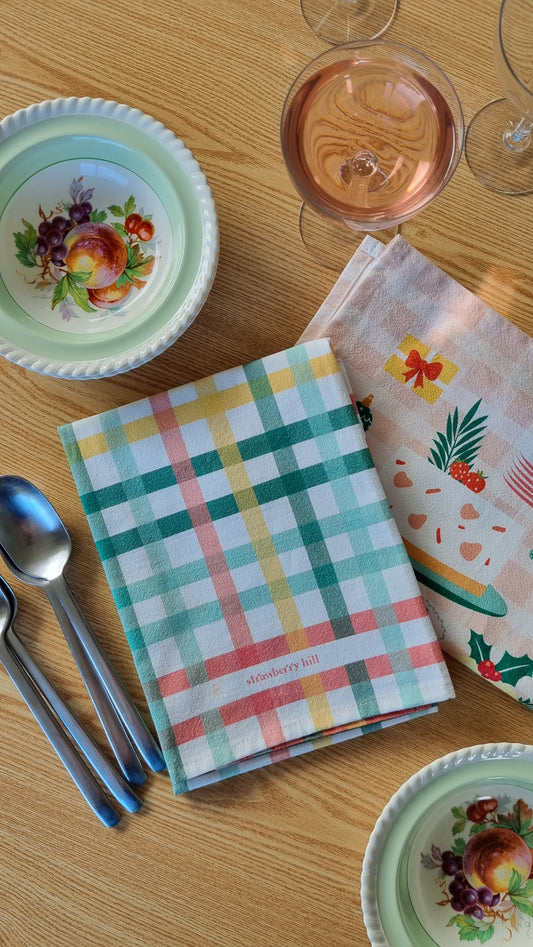 Christmas Check Tea Towel