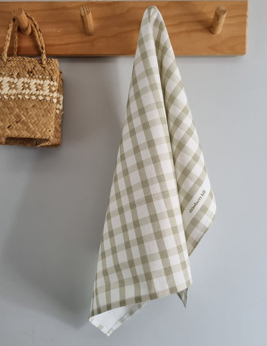 Sage Check Tea Towel