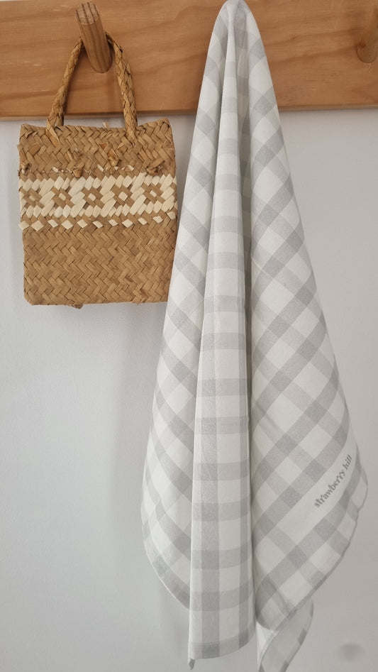 Silver Check Tea Towel