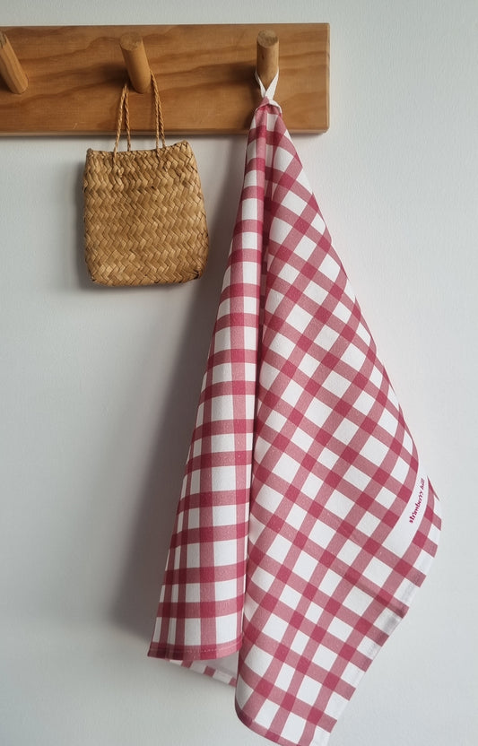 Plum Check Tea Towel