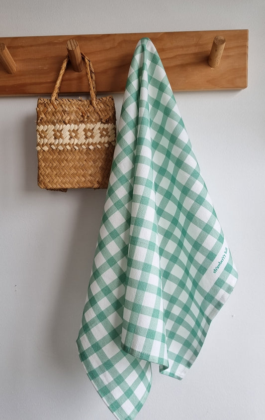 Spring Green Check Tea Towel