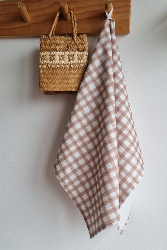 Mocha Check Tea Towel