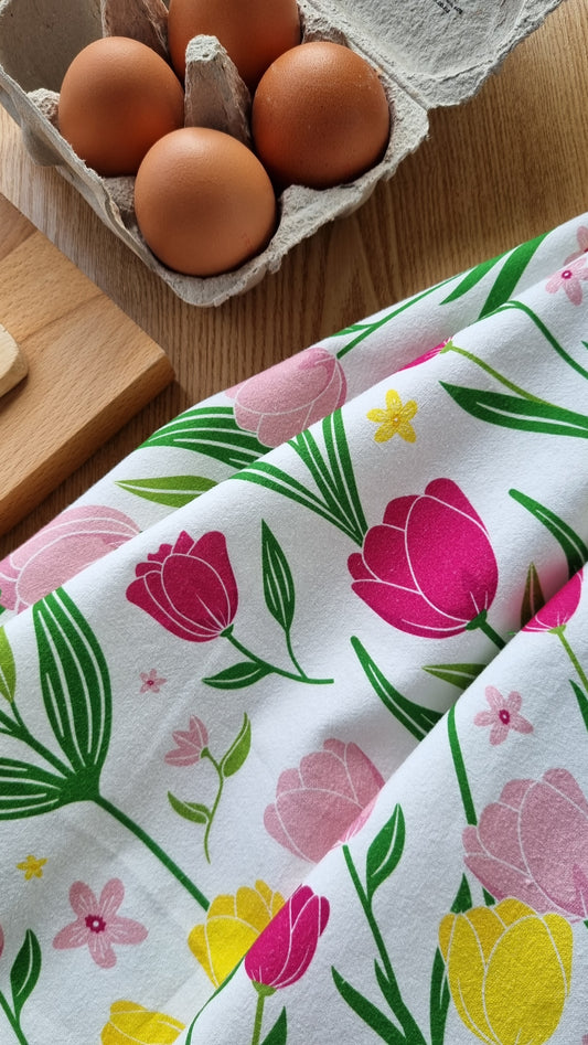 Tulip Garden Tea Towel