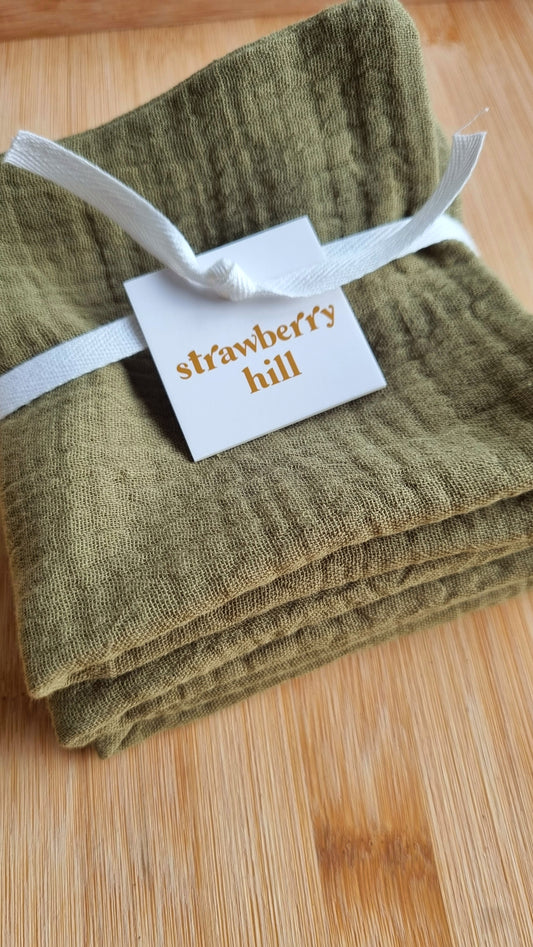 Olive Green Face cloth 3 Pack