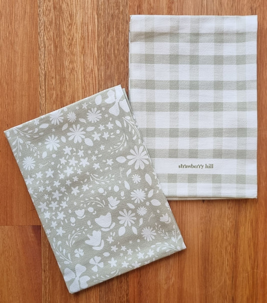 Pastel Sage 2 Tea Towel Bundle